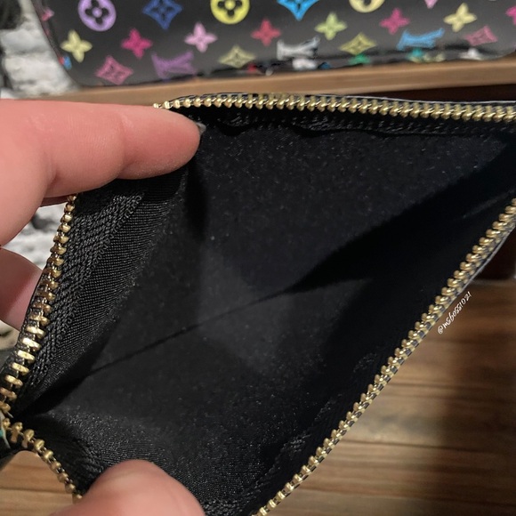 Women’s Black Multicolor Neverfull Style Shoulder Bag W/Pouch + Wallet NEW - Picture 6 of 9